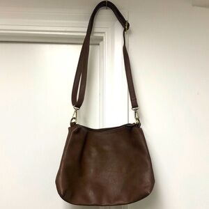 Joy faux leather brown bag, with adjustable strap, clean, like new, nwot